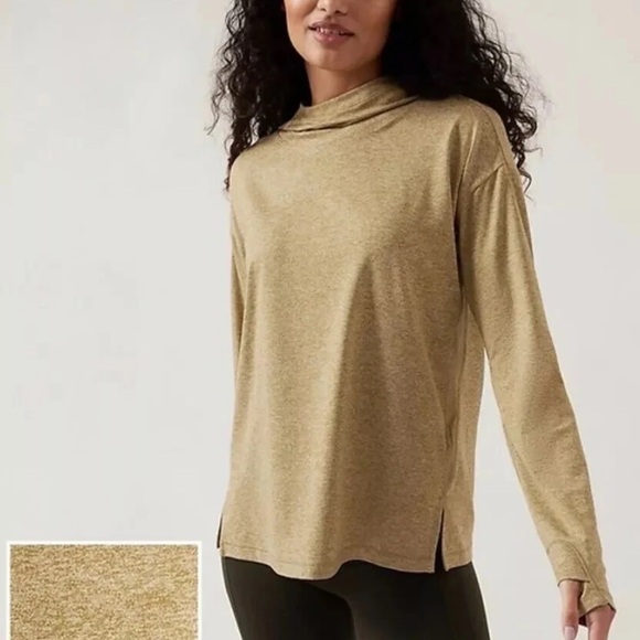 Athleta Tops - ATHLETA Uptempo II Sweatshirt Hoodie M Athletic Yoga Pilates Gym Tapestry Gold